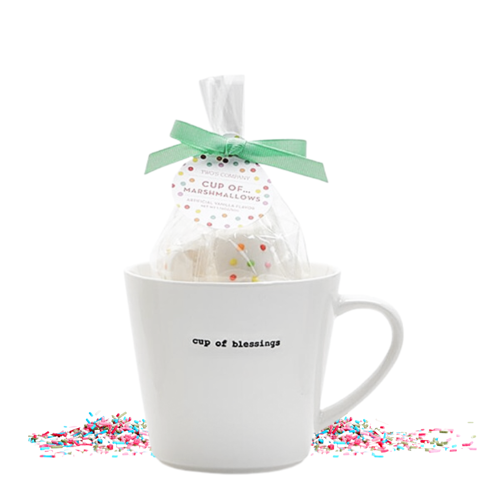 "Cup of Blessings" Mug with Confetti Vanilla Flavored Marshmallows